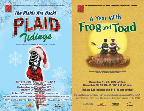 Get discounted tickets to see "Plaid Tidings" and "A Year With Frog and Toad" at the Roxy's Saturday Sale.