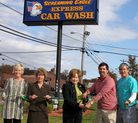 Screaming Eagle Car Wash Green Ribbon Cutting Ceremony.