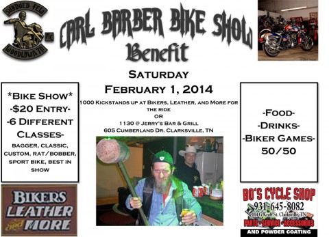 Carl Barber Bike Show Benefit Saturday, February 1st, 2014