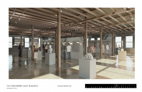 A rendering of the interior of the renovated building provided by Gilbert McLaughlin Casella Architects.