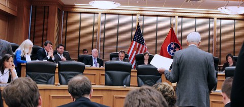 Tennessee State Representative John Tidwell in front of the Civil Justice Committee.