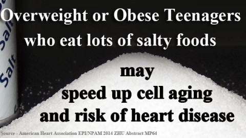 Combo of overweight, high sodium intake speeds cell aging in teens Combo of overweight, high sodium intake speeds cell aging in teens