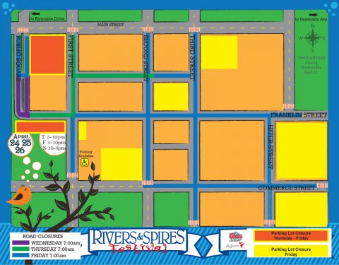 Rivers and Spires Street Closures.