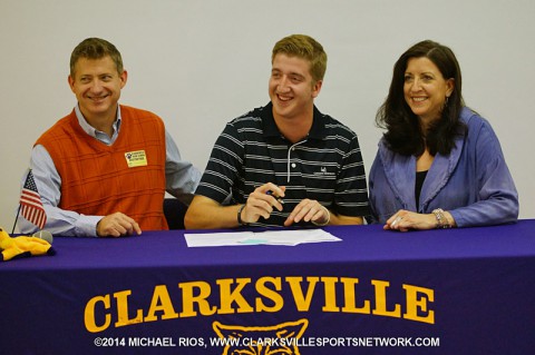 Clarksville High School golfer Sam Davis is joined by his parents as he signs with Carson-Newman. (Michael Rios Clarksville Sports Network) Clarksville High School golfer Sam Davis is joined by his parents as he signs with Carson-Newman. (Michael Rios Clarksville Sports Network)