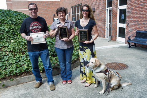 James Noar, Janet Norman and Tracy Bettencourt were all recently honored by the Tennessee Association of Higher Education and Disability. (Photo by Taylor Slifko/APSU).