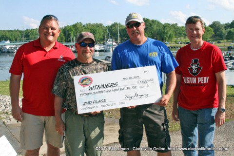 Doug Storie and David Schmidt of Tennessee Ridge, who brought in 21.85 pounds of bass and took home $1,500