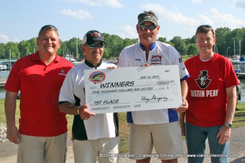 Brian Cook and Calvin Cothron, of Springfield, Tennessee were declared the winners of the 20th Annual Governors Bass Tournament with a 24.71 pound stringer of bass.