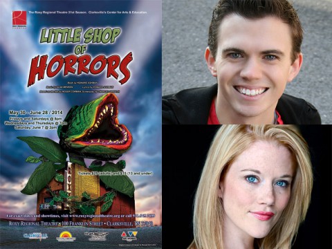 Ryan Bowie and Alicia Jayne Kelly star in "Little Shop of Horrors" at the Roxy Regional Theatre, May 30th through June 28th.