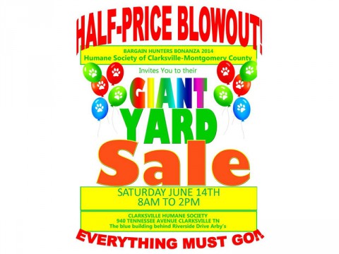 Humane Society of Clarksville-Montgomery County to hold Mega Yard Sale this Saturday, June 14th