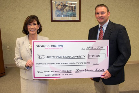 Dr. Patty Orr and Joey Smith, director of the county health department, recently received $35,985 to support local breast health.