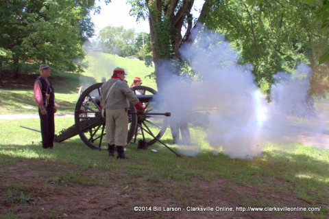 Porter's Battery fires one of their canons at the March to the Past event