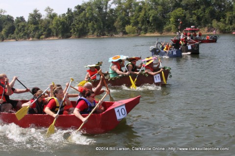 Boats competing in the 2014 Riverfest Regatta