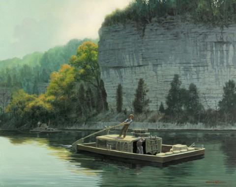 Drifting Downriver - by David Wright. (www.davidwrightart.com)