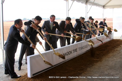 Hankook Tire executives and VIP guests break ground on the new facility