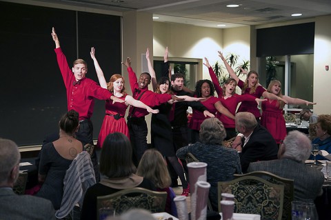 Austin Peay students from the cast of the upcoming “Broadway on the Cumberland.” entertain at the 2014 Soiree on Franklin.