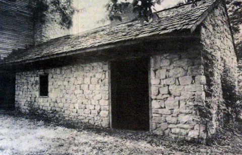 A south facing view of Sevier Station prior to the demolition of the Atkinson House