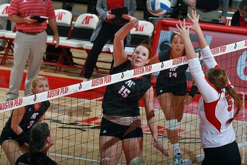 Austin Peay middle blocker Hillary Plybon led Lady Govs with 16 kills. (APSU Sports Information) Austin Peay middle blocker Hillary Plybon led Lady Govs with 16 kills. (APSU Sports Information)
