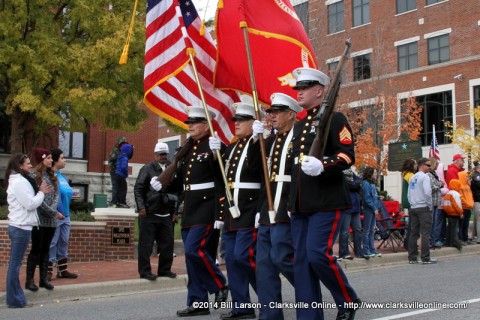 The Marine Corps League Detachment marches in the 2014 Veterans Day Parade