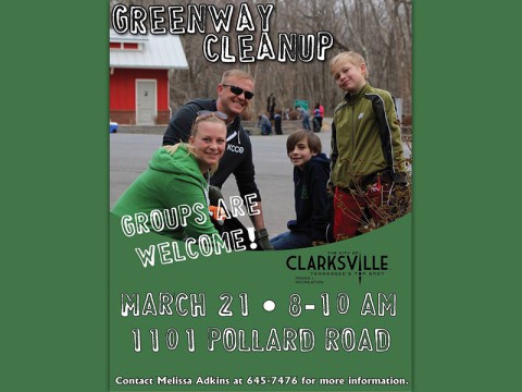 Clarksville Greenway community clean-up to be held March 21st.