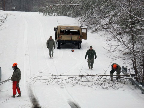Personnel from the Tennessee National Guard’s 278th Armored Cavalry Regiment clear debris from the destructive winter storm that devastated portions of Fentress, Overton, and Putnam Counties from Cookeville to Crossville, Tennessee, February 26th. Personnel from the Tennessee National Guard’s 278th Armored Cavalry Regiment clear debris from the destructive winter storm that devastated portions of Fentress, Overton, and Putnam Counties from Cookeville to Crossville, Tennessee, February 26th.