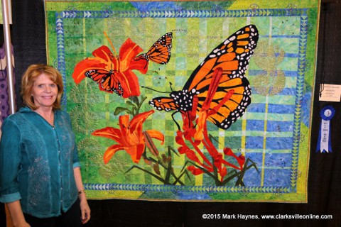 "Butterflies and Lilies" by Linda Bridges came in first for Art/Wall Quilt.