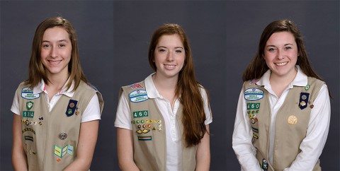 (L to R) Delaney Powell, Sydney Sabash and Natalie Wieber earn Girl Scout Gold Award.