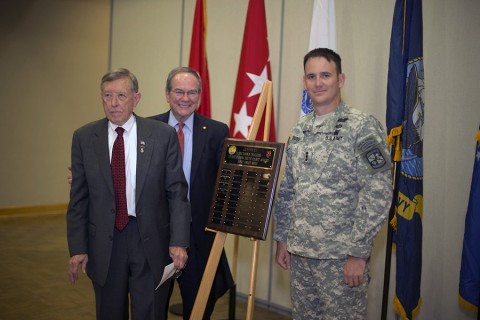 Cadet Kevin Doss is awarded the 2015 CSM Darol Walker Award at a breakfast on Thursday, April 30, 2015, at Austin Peay State University. (Beth Liggett, APSU)