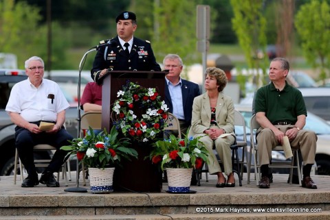 LTC (Retired) Jose Garcia delivering the keynote address at the 2015 Vietnam Veterans of America Candle Light Vigil.