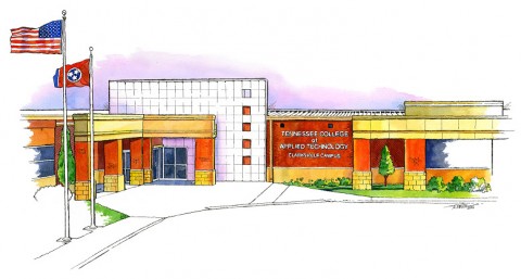 Local Clarksville artist Terry L. Smith donated this original watercolor rendering of the new Clarksville facility.