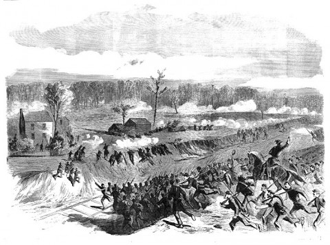 Charge of the 88th and 69th N.Y.V. (Irish Brigade) at the Battle of Seven Pines.