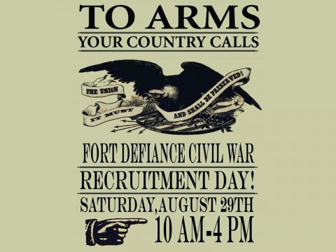 Civil War Recruitment Day to be held at Fort Defiance August 29th.