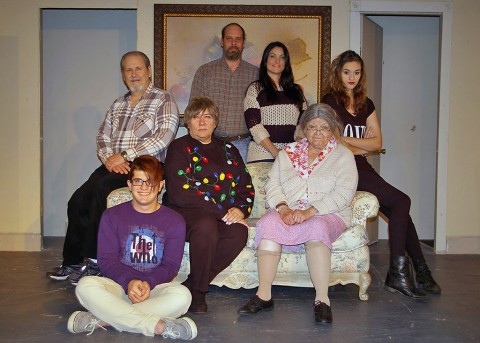 Cast of “One Christmas Night” - (L to R) Front: Jabe Buhmeier, Jan Dial, Linda Ellis Cunningham. Back Row: Jeff Wellington, Benny Jones, Jamie Figueroa and Katelynn Gregory.