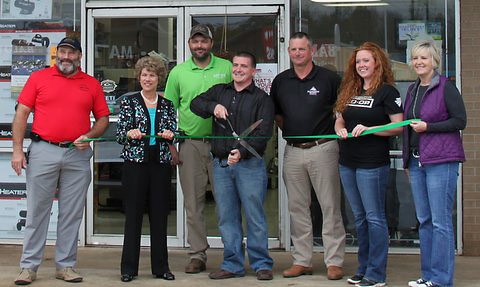 (L to R) Daryl Pater, CMC Green Certification Steering Committee Member; Mayor McMillan; Keith Earhart; Josh Briggs, Mayor Durrett, Ashley Stokes, Montgomery Co-Op Marketing Director and Melinda Shepard.