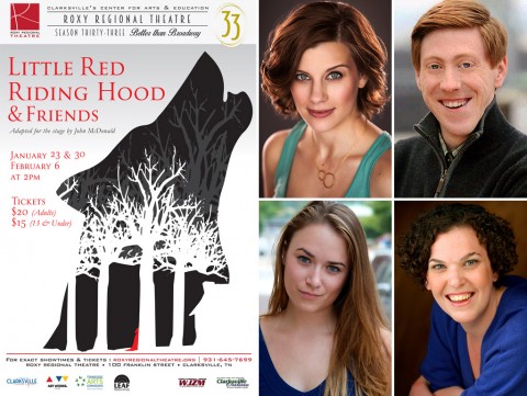 Roxy Regional Theatre's "Little Red Riding Hood and Friends" features (Top L to R) Lacey Connell, Tyler John Morrill, Emily Rourke and Jackie Ostick.