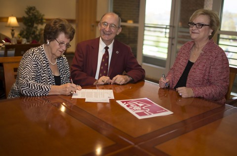 Browder Family Scholarship Check Presentation with APSU President Alisa White. (APSU)