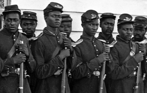 Black men in the Union Army.