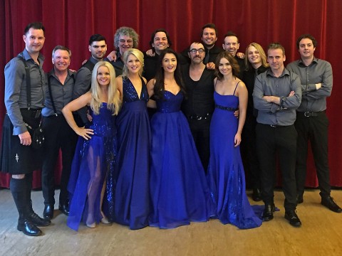 APSU professor Dr. Christopher Bailey with internationally renowned vocal group, Celtic Woman.