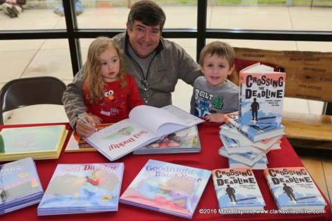 Author Michael Shoulders signing books at the Fort Defiance Interpretive Center.