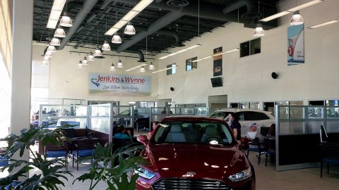 There is 65,000 square feet square of combined space in the Ford-Lincoln showroom.