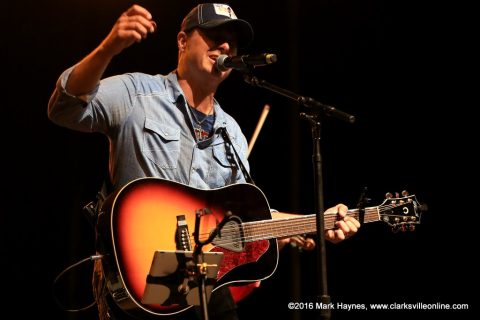 Corey Farlow performing on the Public Square Stage Thursday night at the Rivers and Spires Festival.