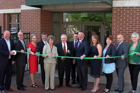 (L to R) County Chief of Staff Jeff Truitt, Mark McMickle, Attorney Suzanne Marsh, Attorney Mark Nolan, Clarksville Mayor Kim McMillan, Attorney Richard Batson, Attorney Matthew Ellis, Montgomery County Mayor Jim Durrett, and Attorney Katy Olita, Attorney Jamie Durrett, Attorney Steve Benvenuto and Chamber of Commerce President Melinda Shepard.