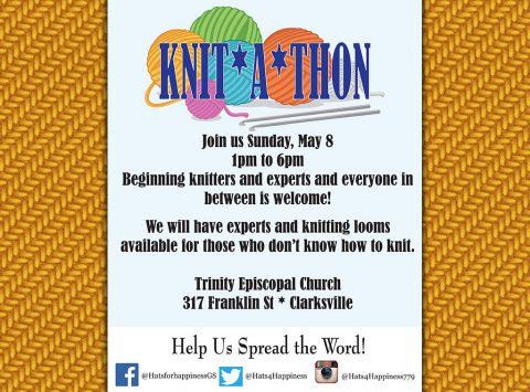 Knit-A-Thon for Hats 4 Happiness set for Sunday, May 8th.