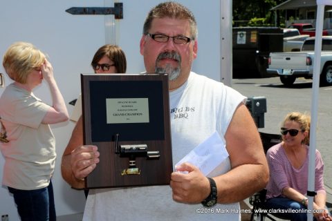 Brian Morrison with Big B's BBQ won Grand Champion at the Dwayne Byard Memorial BBQ Cook Off that was held at Hilltop Super Market, Saturday.