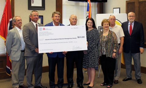 (L-R): Industrial Development Board Director Mike Evans, Montgomery County Mayor Jim Durrett, Tennessee Commissioner of Economic & Community Development Randy Boyd, Industrial Development Board Incoming Chairman Billy Atkins, Industrial Development Board Director of Economic Development Robin Burton, and Industrial Development Board Members Joyce Norris, David Riggins and Carl Wilson.