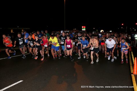 The start of the 3rd Annual Deputy Bubba Johnson Memorial 5K Road Race that was held Saturday night, August 13th.