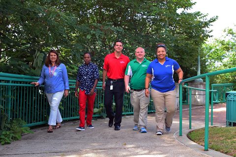 Clarksville Parks and Recreation staff members walk the Upland Trail as part of the department’s fitness challenge. The daily walks and other programs helped the department earn commendation as the state’s first Healthier Tennessee Workplace.