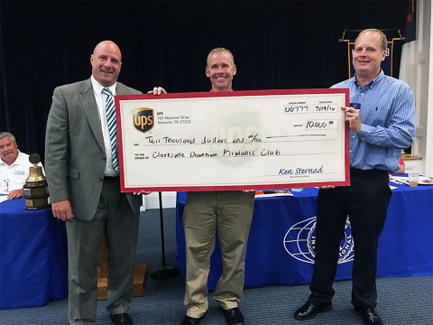 (L to R) UPS Business Manager Jeremy Gossett, Kiwanis Club Board Member and UPS employee Bo Kitchen and Kiwanis Club President Phillip Tucker.