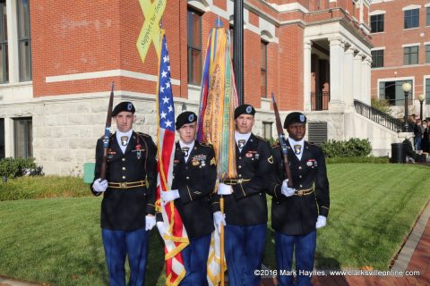 101st Airborne Division Honor Guard Posting the Colors at the Clarksville-Montgomery County Veterans Day Ceremony.