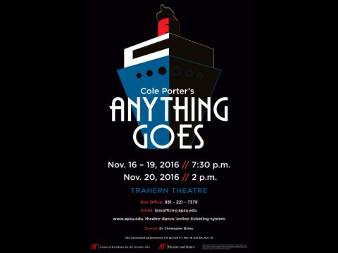 APSU’s Department of Theatre and Dance presents “Anything Goes” November 16th-20th