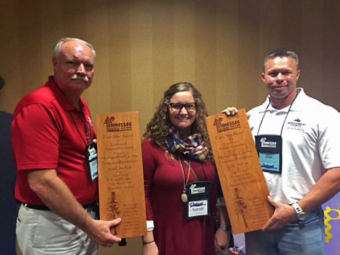 (L to R) Montgomery County Parks Director Jerry Allbert, Administrative Coordinator Sally Burchett and Assistant Parks Director Joe Rodocker were on hand to receive the TRPA award earlier this week. 